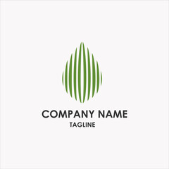 Simple Leaf Logo Design Template Idea with Line Art Style in Green Color