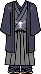 男性正装用和服羽織袴のイラスト