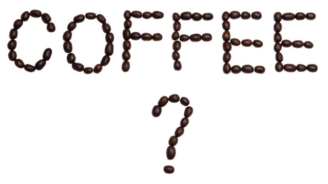 Concept coffee word of coffee bean isolated