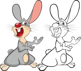 Vector Illustration of a Cute Rabbit. Cartoon Character. Coloring Book