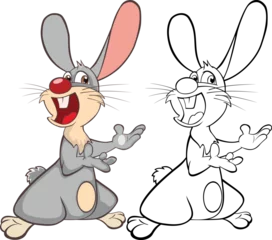 Muurstickers Vector Illustration of a Cute Rabbit. Cartoon Character. Coloring Book © liusa