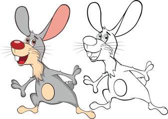 Vector Illustration of a Cute Rabbit. Cartoon Character. Coloring Book