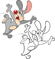 Vector Illustration of a Cute Rabbit. Cartoon Character. Coloring Book