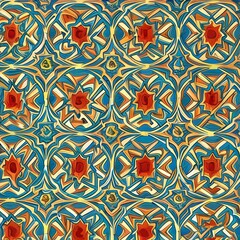 Islamic Mosaic Design. Abstract Background. colorful ornamental arabic tiles, patterns through white mosque window. Greeting card, invitation for Muslim holiday Ramadan Kareem. illustration background