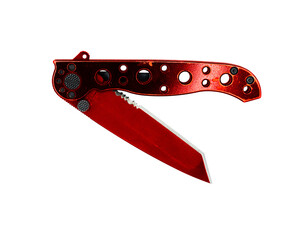 A png of a red tactical pocket knife - obrazy, fototapety, plakaty