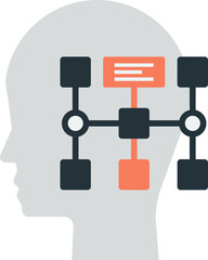 human head and connection illustration in minimal style