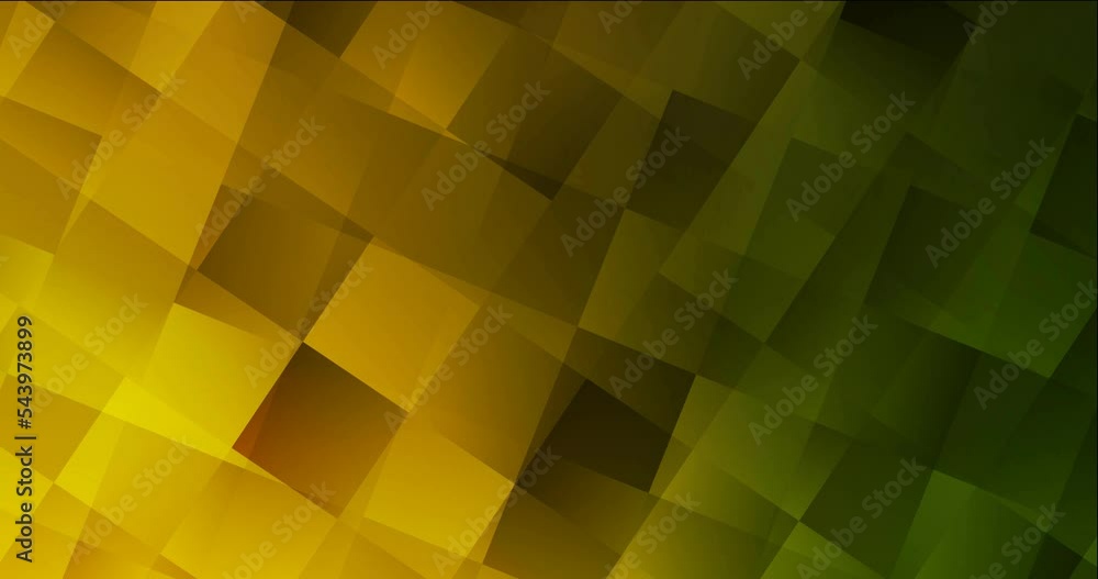 Poster 4k looping dark green, yellow animation in square style. shining colorful animation with rectangle s