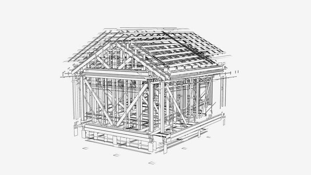 Construction of a frame building. 3d model