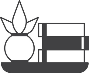 Potted plants and books on the shelf illustration in minimal style