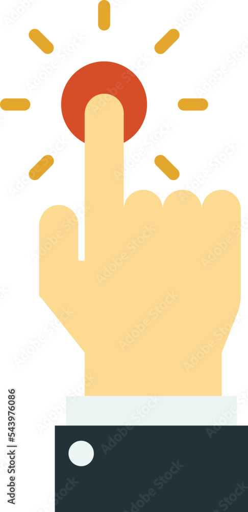 Poster index finger with button illustration in minimal style