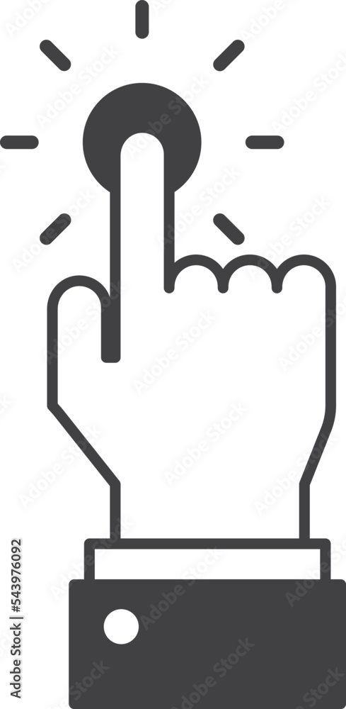 Poster index finger with button illustration in minimal style