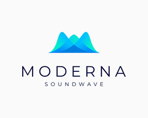 Soundwave Waveform Amplitude Sound Voice Pulse Spectrum Line Wavy Flow Curve Vector Logo Design
