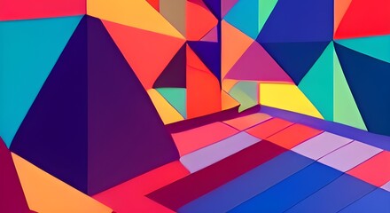 illustration of geometric and angled shapes, colorful abstract background with geometric elements,