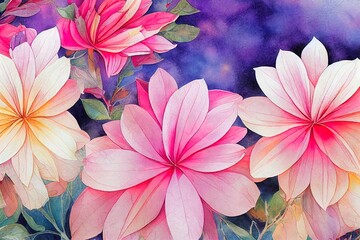 Painted Colorful Watercolor Flower Border