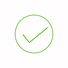 Elegant round correct icon. thin line Done vector icon.