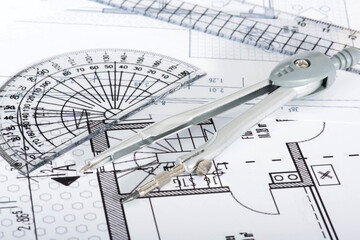 Nahaufnahme von einem Bauplan für ein Haus