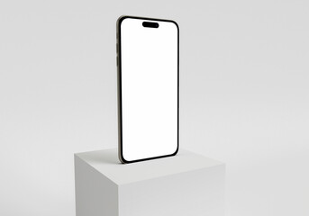 Illustration 3d render of isometric rectangles simulating a telephone in a 3d space with blank spaces. From different perspectives and views to help rock up for applications. iPhone 14 pro