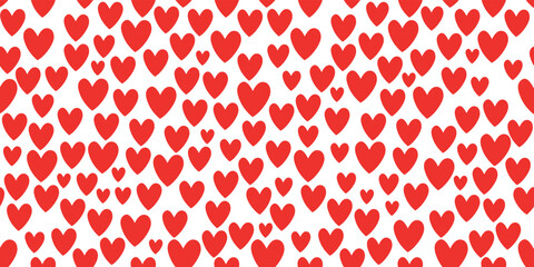 Vector seamless pattern with red hearts. Background, texture for textile, wrapping paper, Valentine's day, greeting card, wedding