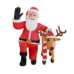 Santa claus mascot 3d character illustration waving