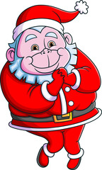 The cute yeti dwarf with the santa costume is giving the silly face