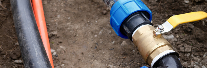 Drainage system with connector and faucet for sewerage
