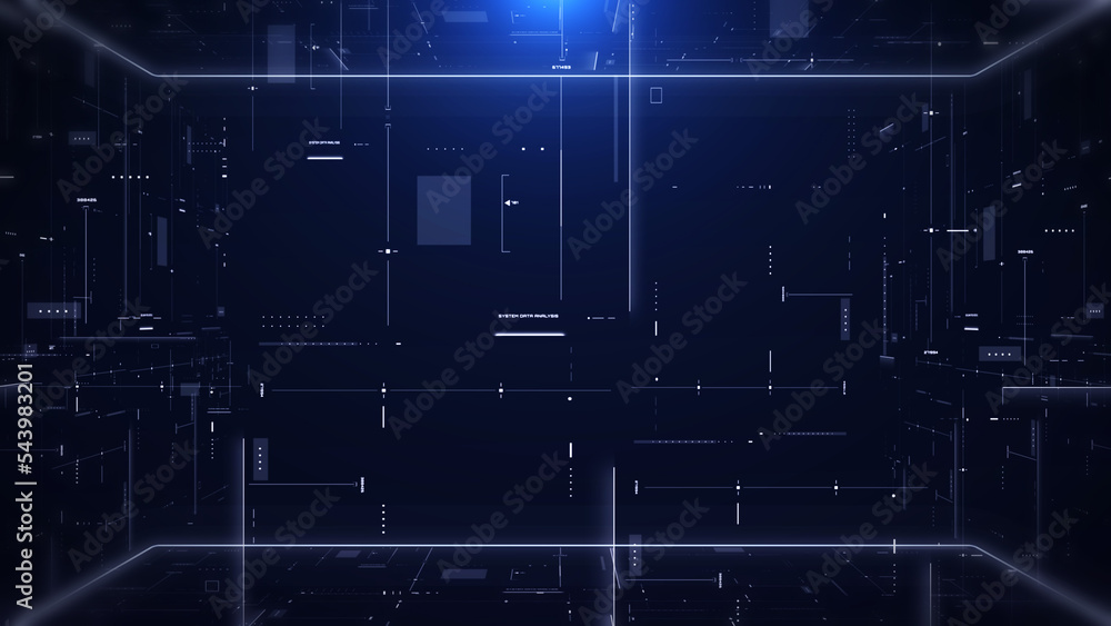 Aufkleber HUD Futuristic Virtual Hologram Digital Data Network Connection Infographic. Technology UI Encoder Number Random Element Illustration Background.