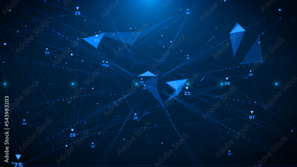 Aufkleber Light Blue Abstract Technology Digital Polygon Plexus Communication Network Concept. Data Connection Structure Transfer Illustration Background.