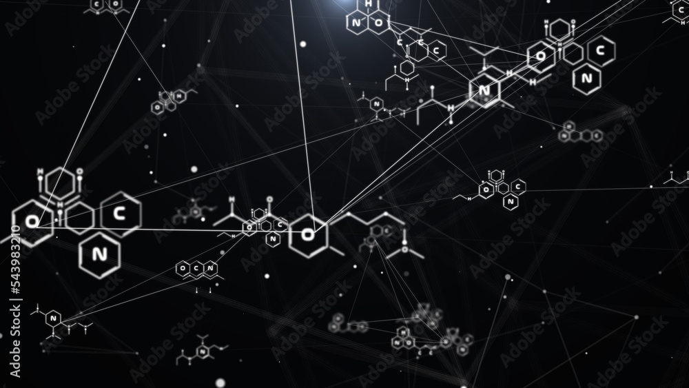 Aufkleber geometric chemical formulas network structural data concept. science health care, medical system ana