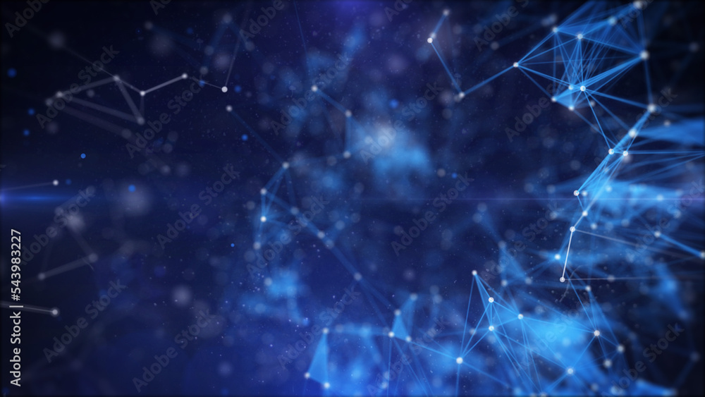 Aufkleber blue low poly, digital plexus mesh futuristic technology structure for infographic work illustration