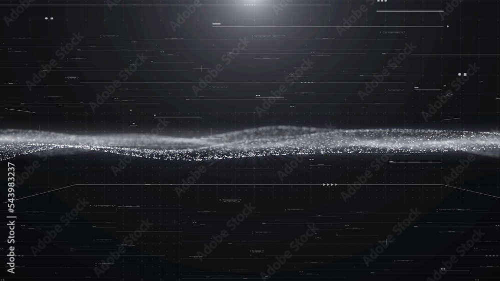 Aufkleber Abstract Technology White Particle Dynamic Structure on HUD UI Element Interface System Monitoring Control Illustration Background.