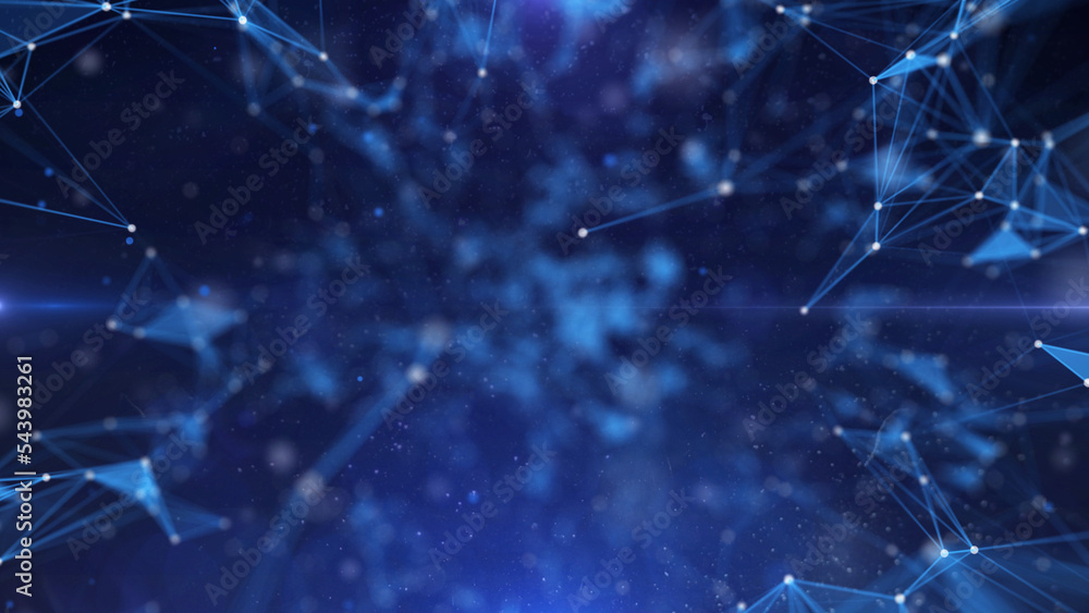 Aufkleber Blue low poly, digital plexus mesh futuristic technology structure for infographic work illustration background.