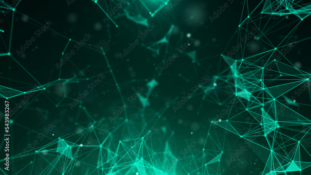 Aufkleber Abstract geometric low polygonal green color with copy space for text information illustration background.
