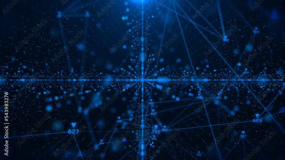 Leinwandbilder Abstract digital information futuristic visualization analytics background. Technology data number display system monitoring. Stream line network illustration.