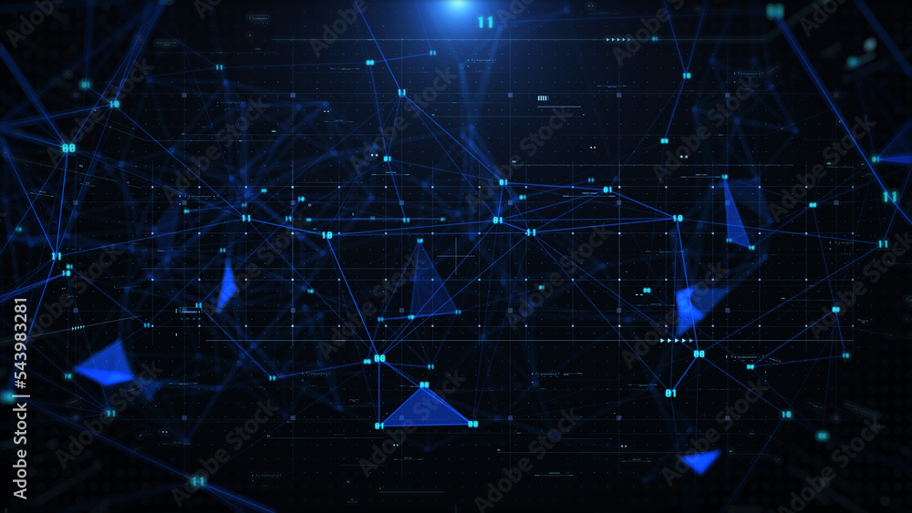 Aufkleber Abstract digital information futuristic visualization analytics background. Technology data number display system monitoring. Stream line network illustration.