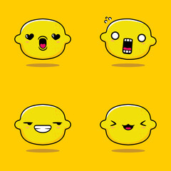 vector illustration of kawaii lemon emoji sticker