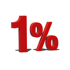 1 Percent Discount 3d Sign on White Background, Special Offer 1% Discount Tag, Sale Up to 1 Percent Off, Sale Symbol, Special Offer Label.