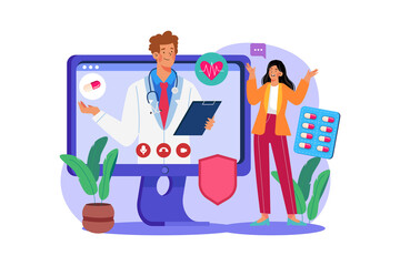 Online Consultation Illustration concept on white background