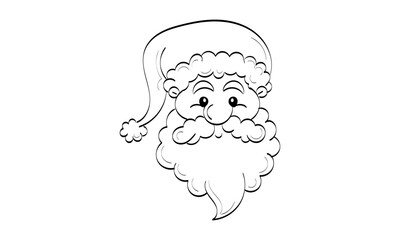 Vector illustration of cute Santa Claus or character isolated on white background. Flat Style. Line Art for print or use as poster, card, flyer or T Shirt