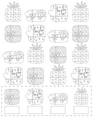 Development of children, find the same, count. Numbers, mathematical account. Coloring book, Puzzle, test, IQ, developing, for schoolchildren, preschoolers. Logic exercises. Christmas games.