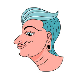 A man's face in Line thai art, Thai style, flat vector illustration.