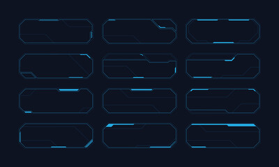 Hud frame futuristic game target borders scifi empty banners for text menu