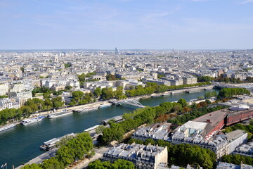 Fototapeta premium Scenery of Paris and Seine River from Eiffel Tower.