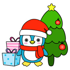 penguin christmas Filled Clipart, merry christmas