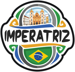 Imperatriz Brazil Flag Travel Souvenir Sticker Skyline Landmark Logo Badge Stamp Seal Emblem Coat of Arms Vector Illustration SVG EPS