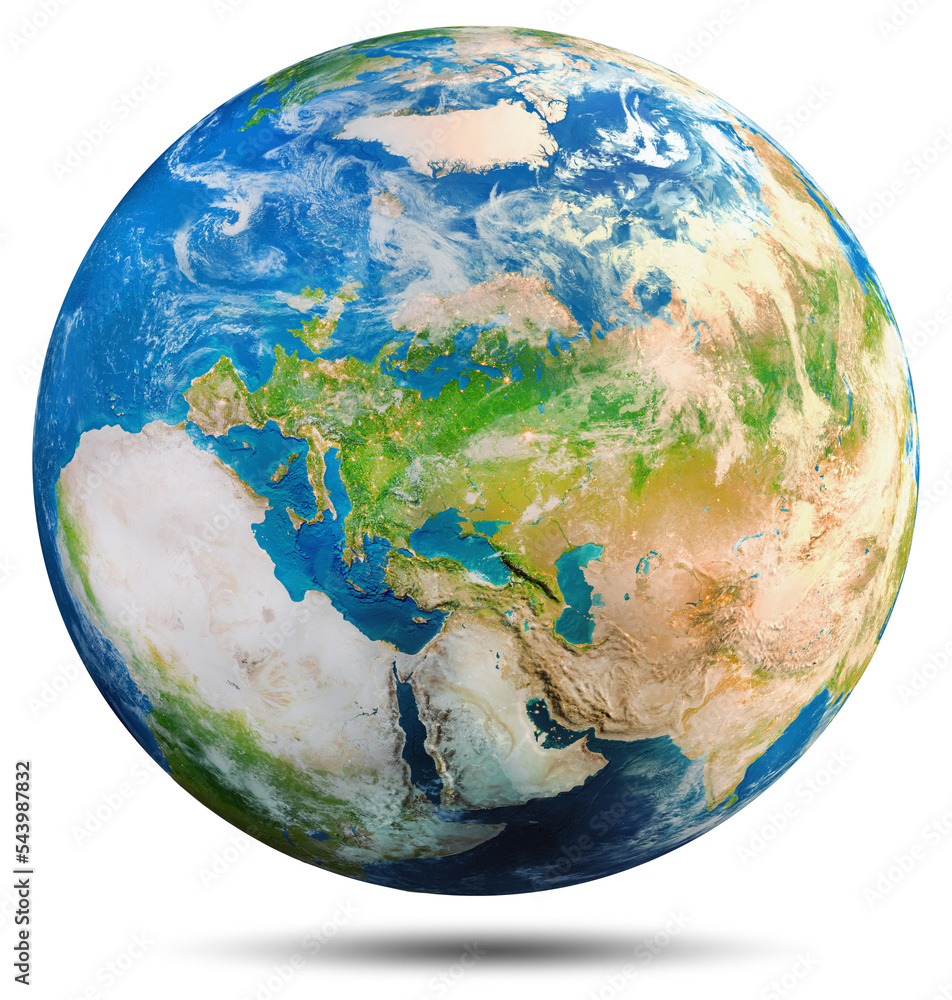 Wall mural planet earth - europe, africa, asia. elements of this image furnished by nasa. 3d rendering