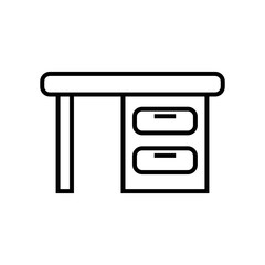 Office table line icon vector graphic illustration