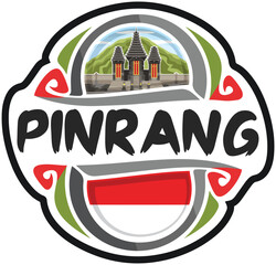 Pinrang Indonesia Flag Travel Souvenir Sticker Skyline Landmark Logo Badge Stamp Seal Emblem Coat of Arms Vector Illustration SVG EPS