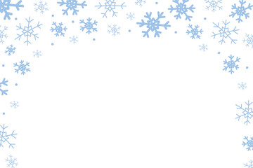 Falling snowflakes winter background on transparent background. PNG