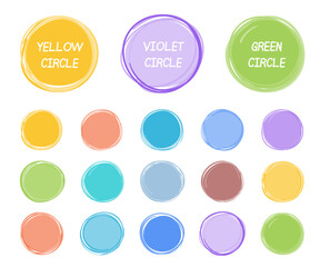 Set of hand drawn colored circles with place for your text