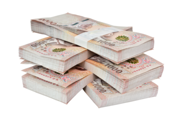 Thai baht, paper bank, price of one thousand, 100 per tie.